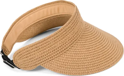 Produktbild von styleBREAKER Papierstroh Visor Cap einfarbig | Sonnenvisier mit elastischem Band und Hakenverschluss | Luftige Schildkappe als Sonnenhut für Damen