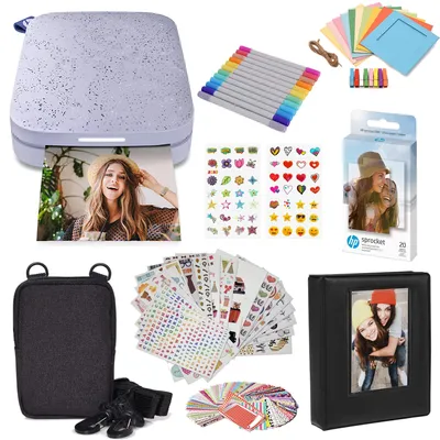 Image de Imprimante photo portable HP Sprocket, format 5,1 x 7,6 cm, (violet), kit de démarrage – couleur lavande