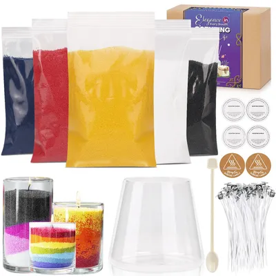 Kerzen-Set mit Sandwachs, 5 Farben, 500 g, inkl. Dochte und Zubehör
