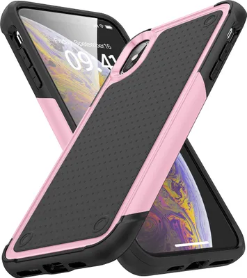 Produktbild von Für iPhone XS Max Hülle Militärqualität Stoßfest Hybrid 2 in 1 Hart PC Weich TPU Handyhülle Pink Schwarz