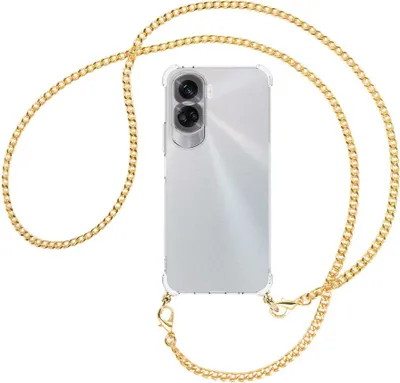 Produktbild von Handykette Backcover-Schutzhülle mit Band (Metall goldfarben) für Honor 90 Lite 5G (6.7'') - goldfarbene Kette