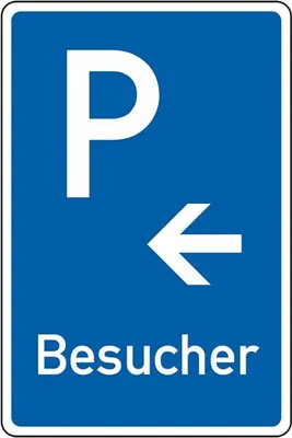 Produktbild von Schild I Parkplatzschild Besucher mit Pfeil links, Aluminium RA0, reflektiere...