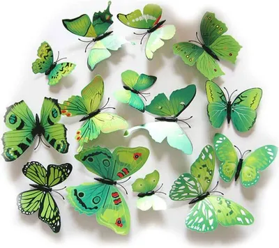 Produktbild von Oblique Unique 3D Schmetterlinge 12er Set für die Wand zum Kleben Wandtattoo Wandsticker Wanddeko - grün