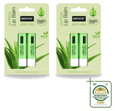 Zdjęcie produktu dla 2 sztuki balsamu do ust SenceBeauty z aloesem – pielęgnujący – zestaw ekonomiczny
