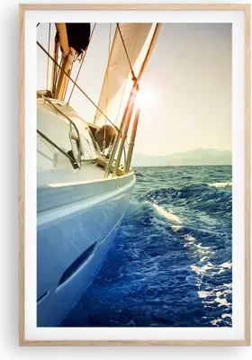 Produktbild von Gerahmtes Poster - Rahmen in heller Eiche - Yacht Segelboot Sonne - 61x91,5 cm - Wand Bild - Wanddeko - Wandbilder - Wandposter - Bilderrahmen - Bilder - Kunstdruck - Wandbild - P2NPA61x91-4138