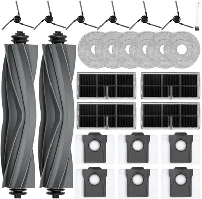 Produktbild von 25 Stück Zubehörset für Mova E40 Ultra Saugroboter, 2 Hauptbürsten 6 Wischtücher 6 Staubbeuteln 6 Seitenbürsten 4 HEPA Filter 1 Reinigungsbürste 1 Schraubenzieher