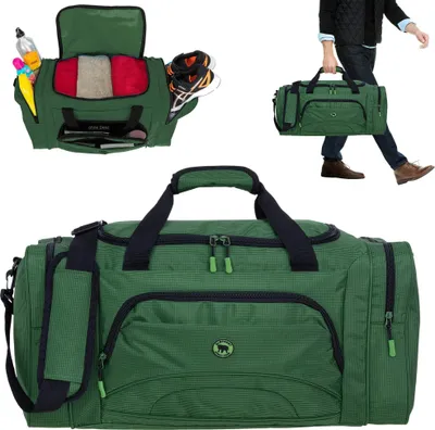 Produktbild von Sporttasche Damen Herren Elephant Color XL 62 cm 53 L Nassfach, Schuhfach Reisetasche Sport Fitness Sauna Tasche sehr groß 1298 Dark Green Uni ( Dunkel Grün ) + Trinkflasche