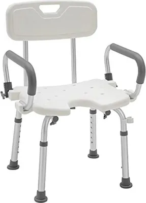 Obrázok produktu pre JOIEYOU Sprchová stolička Sprchová stolička pre seniorov Stolička do vane Výškovo nastaviteľná 37,5-50 cm Moderné hliníkové sedadlo do sprchy Stolička do vane 150 kg s operadlom a opierkami na ruky
