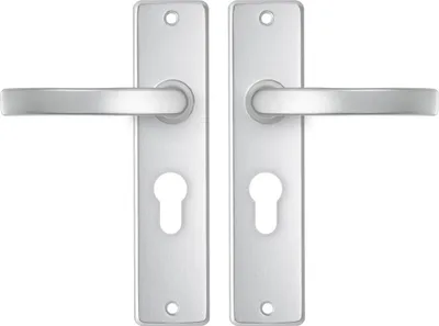 Produktbild von AXA Türbeschlagset für Innentüren - Edge Basic Block - Türgriff aus Aluminium - mit Zylinderbohrung - PC55 - Türgriff mit Schutzblech