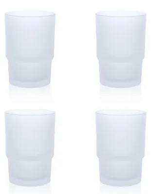 Produktbild von 4er Set Zahnputzbecher mattiertes Glas 225ml stapelbar für Bad & Zahnbürsten Organizer