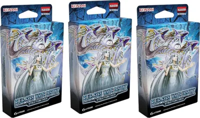 Produktbild von 3x Yu-Gi-Oh! Structure Deck: Blue-Eyes White Destiny (Deutsch) + Heartforcards® Versandschutz