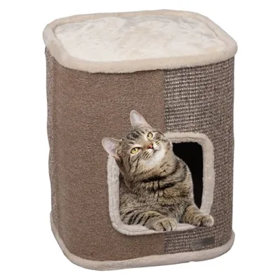 Produktbild von Flamingo kratztonne für Katzen George S – 40 x 40 x 49 cm – Sisal & Plüsch – mit