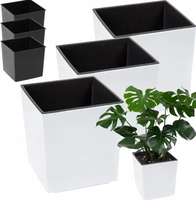 Produktbild von Lamela 3er-Set Blumentopf | Juka | Mit Einsatz | Weiß | 19 cm