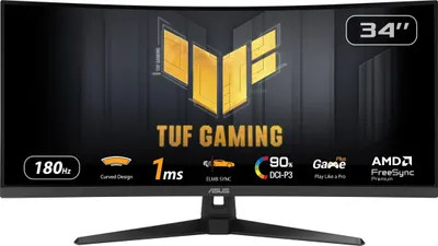 Immagine prodotto di Monitor curvo per PC gaming ASUS TUF Gaming, 34 pollici WQHD, 180 Hz, 1 ms, pannello VA, FreeSync Premium, VG34VQ3B