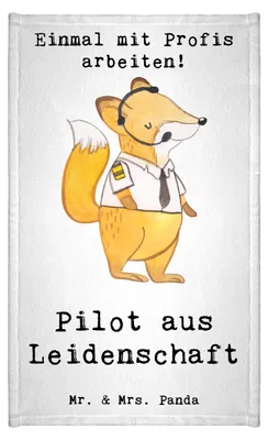 Produktbild von Mr. & Mrs. Panda Handtuch Pilot Leidenschaft - Weiß - Geschenk, Flugzeug, Cockpit, Mini-Handtuch, Klein, badezimmer, Frotteetuch, Kleines, Spruch