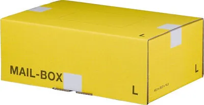 Produktbild von 20x Versandkarton 395x248x141mm MAILBOX L mit Steckverschluss wiederverschließbar gelb
