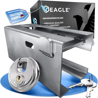 Produktbild von Anhängerschloss hochwertig Verzinkt mit Rundschloss I Optimaler Schutz Deagle