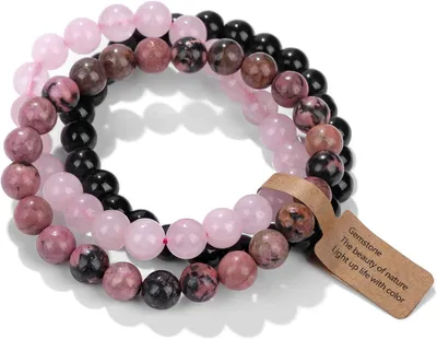 Produktbild von 3 STÜCKE Heilkristall Armbänder für Frauen 8mm Naturstein Perlen Stretch Armband Amethyst Schmuck Geschenke