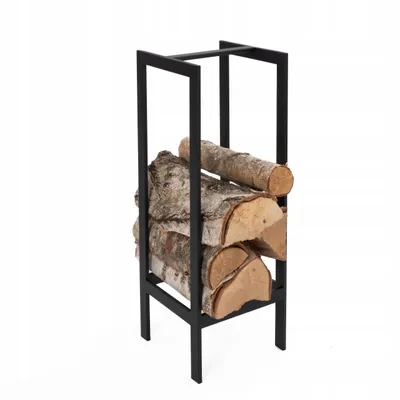 Zdjęcie produktu dla Stojak Na Drewno Kominkowe Spawany Metalowy 25X25X70 Cm Czarny Loft Bez Skręcania Stojak Na Drewno Opałowe