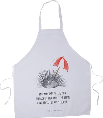 Produktbild von Mr. & Mrs. Panda Schürze Seeigel - Weiß - Geschenk, Kochschürze, Selbstliebe, Leben, Achtsamkeit, Lebe, Koch, Küchenschürze, Meer, Grillschürze, Hier und Jetzt