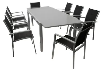 Produktbild von Sitzgruppe Gartengarnitur Tisch Stuhl 9-teilig Alu/Textil schwarz