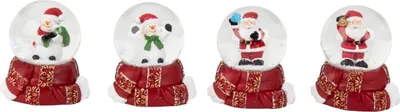 Produktbild von 4 Stück Schneekugel Schneemann Nikolaus 6cm Weihnachtsdeko Weihnachten Winter