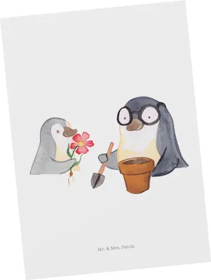 Produktbild von Mr. & Mrs. Panda Ansichtskarte Pinguin Opa Blumen pflanzen - Weiß - Geschenk, Gärtner, Muttertag, Grüner Daumen, Ansichtskarten, Postkarte, Großvater, Kunstkarten, Opi