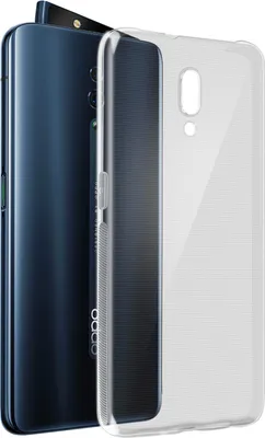 A transparent phone case is shown next to a dark blue smartphone.