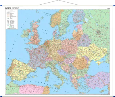 Produktbild von Europa-Straßenwandkarte, englische Version, 1:3 000 000