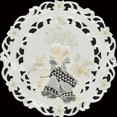 Produktbild von Spitzendecke Weihnachten / Tischwäsche / Tischdecke / Beige / 30cm Rund