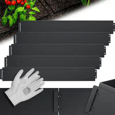 Image de GARDEBRUK® Bordure de jardin métal 5m 100x14cm galvanisé gants bordure parterre plate-bande délimitation herbe gazon métallique noir