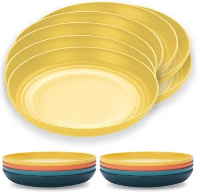 Produktbild von Famanu Set von 8 leichten, bruchsicheren Tellern – 23 cm, BPA-frei, mikrowellen- und spülmaschinenfest