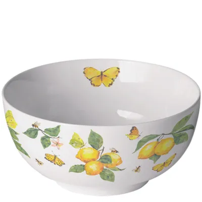 Produktbild von Schale Schälchen Schüssel Ø 14 h 6,5 cm frische Zitronen Schmetterlinge weiß
