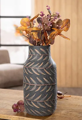 Produktbild von Gilde Halsvase, Oliva, Keramik, grün, schwarz, VE 3, D. 13 cm Höhe: 26.00 cm Durchmesser: 13.00 cm 34499