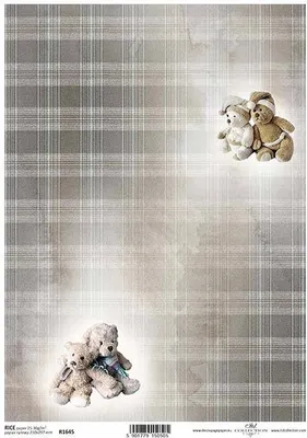 Image de ITD-Papier de riz pour découpage technique Servette R1645 quadrillé, oursons, gris