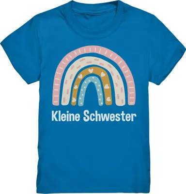 Produktbild von Kleine Schwester Geschenk Regenbogen Kleine Schwester Shirt – Royal Blue / 122/128 (7-8)
