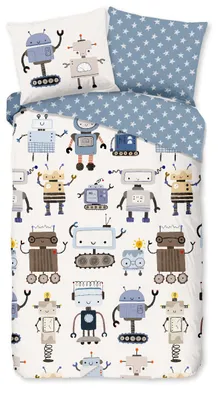 Imagen del producto de Buen día, juego de sábanas para cuna "robots" - Multiusos - (140x200/220 cm) - Algodón