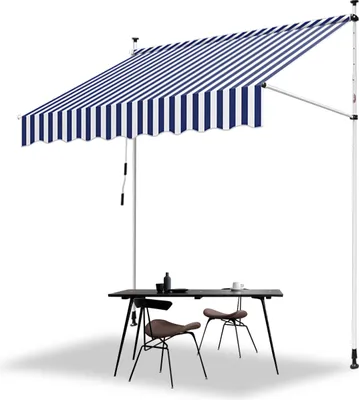 Produktbild von TolleTour Klemmmarkise Markise Balkon UV-beständig wasserdicht Blau Weiß 250cm