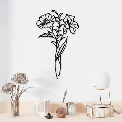Productafbeelding van Omgoods - Minimalistische Wanddecoratie van Metalen Bloemen