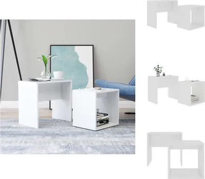 Immagine prodotto di vidaXL Set di tavolini bianchi 48x30x45 cm in legno - Tavolini da caffè