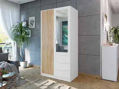 Obrázek produktu pro Šatní skříň se zrcadlem 100 cm OFELIA - bílá