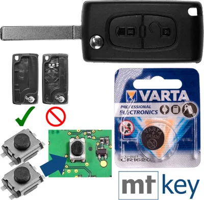 Produktbild von Repair Reparatur Satz Autoschlüssel Funk Fernbedienung Austausch Gehäuse mit 2 Tasten + VA2 Rohling + Batterie kompatibel mit Peugeot 407 Partner Citroen C2 C3 Berlingo