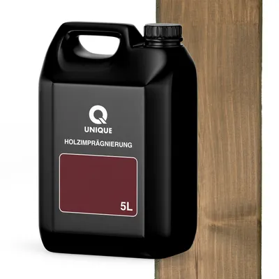 Produktbild von Q UNIQUE Holzimprägnierung  Braun-grau 7013 5 L Holzschutz 2 In 1 Grundierung Mit Schutz Farbimprägnierung Imprägniermittel Innen  Außen