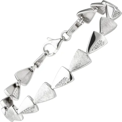 Produktbild von 7,9mm Armband aus 925 Silber teilmatt mit 42 Zirkonia 19cm Armschmuck Damen