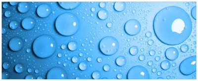 Produktbild von Wallario Premium Glasbild, freischwebende Optik, kräftige Farben, Größe 80 x 32 cm Motiv Wassertropfen auf Blau