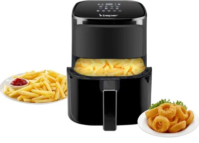 Productafbeelding van Heteluchtfriteuse, frituren zonder olie, 5 liter, touchscreen, 8 programma's, dimbaar tot 200 °C, timer 60 minuten, automatische uitschakeling, zwart