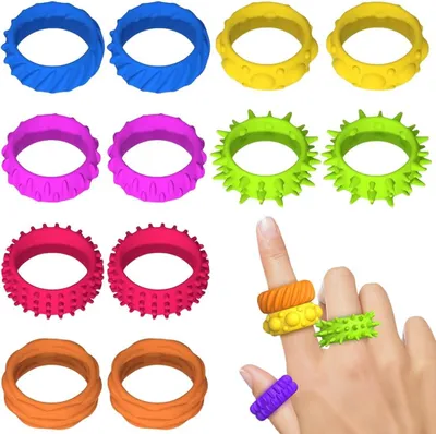 Productafbeelding van Anti-stress speelgoed - Set van 12 - Fidget-speelgoed - Sensorische ringen - Fidget-decompressiespeelgoed - Angstluptisme