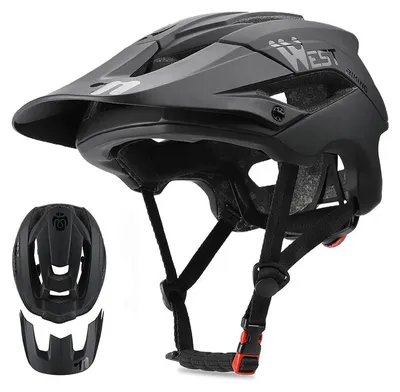 Immagine prodotto di Casco da mountain bike - Modello 0708078 - Ultraleggero - Aerodinamico - Visiera removibile - - Taglia 58–62 cm - Nero