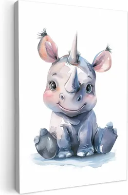 Produktbild von Leinwand Bilder 40x60 cm - Kinder Tiere - Rhinozeros, Bilder, Wanddeko, Wandbilder Wohnzimmer