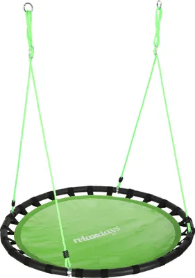 Immagine prodotto di Altalena a nido Relaxdays, altalena sospesa rotonda, per bambini e adulti, regolabile, da esterno, Ø: 120 cm, fino a 100 kg, verde